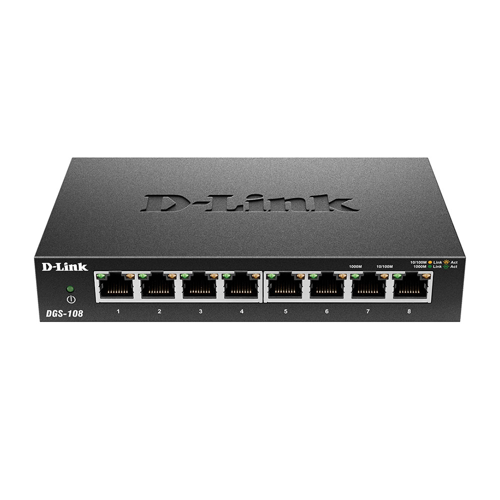 Switch cu 8 porturi D-Link DGS-108, 16 Gbps, 11.9 Mpps, 8.000 MAC, fara management 11.9 imagine noua idaho.ro
