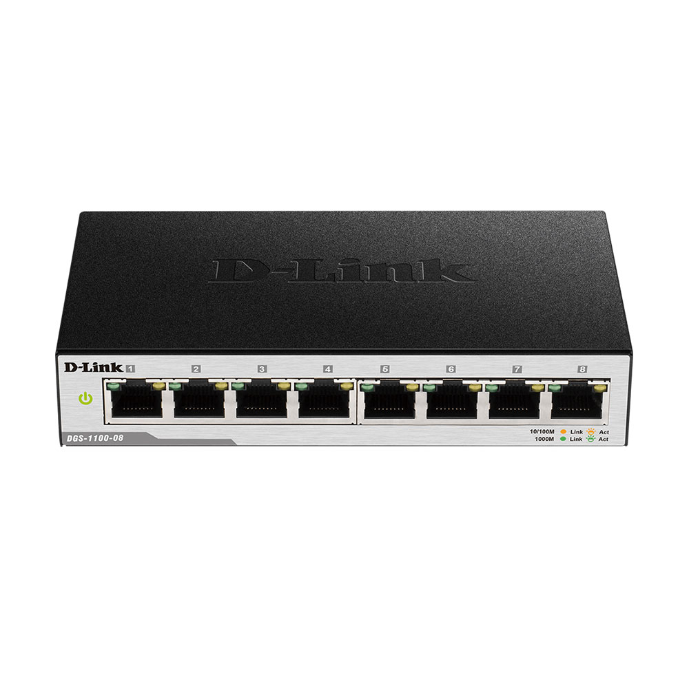 Switch cu 8 porturi D-Link DGS-1100-08, 16 Gbps, 11.9 Mpps, 8.000 MAC, cu management D-Link