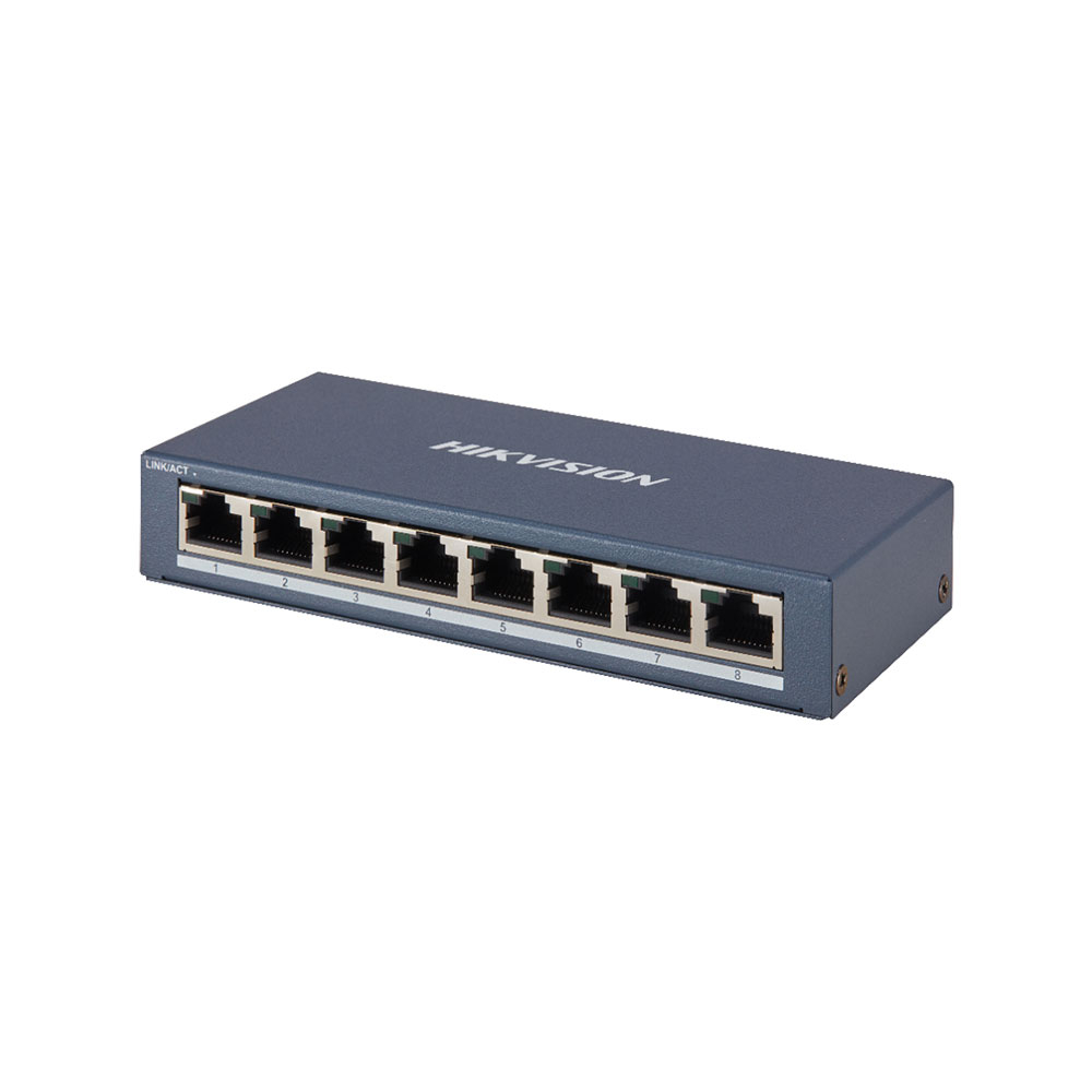 Switch cu 8 porturi Gigabit Hikvision DS-3E0508-E(B), 16 Gbps, 11.904 Mpps, 4.000 MAC, fara management 11.904 imagine Black Friday 2021