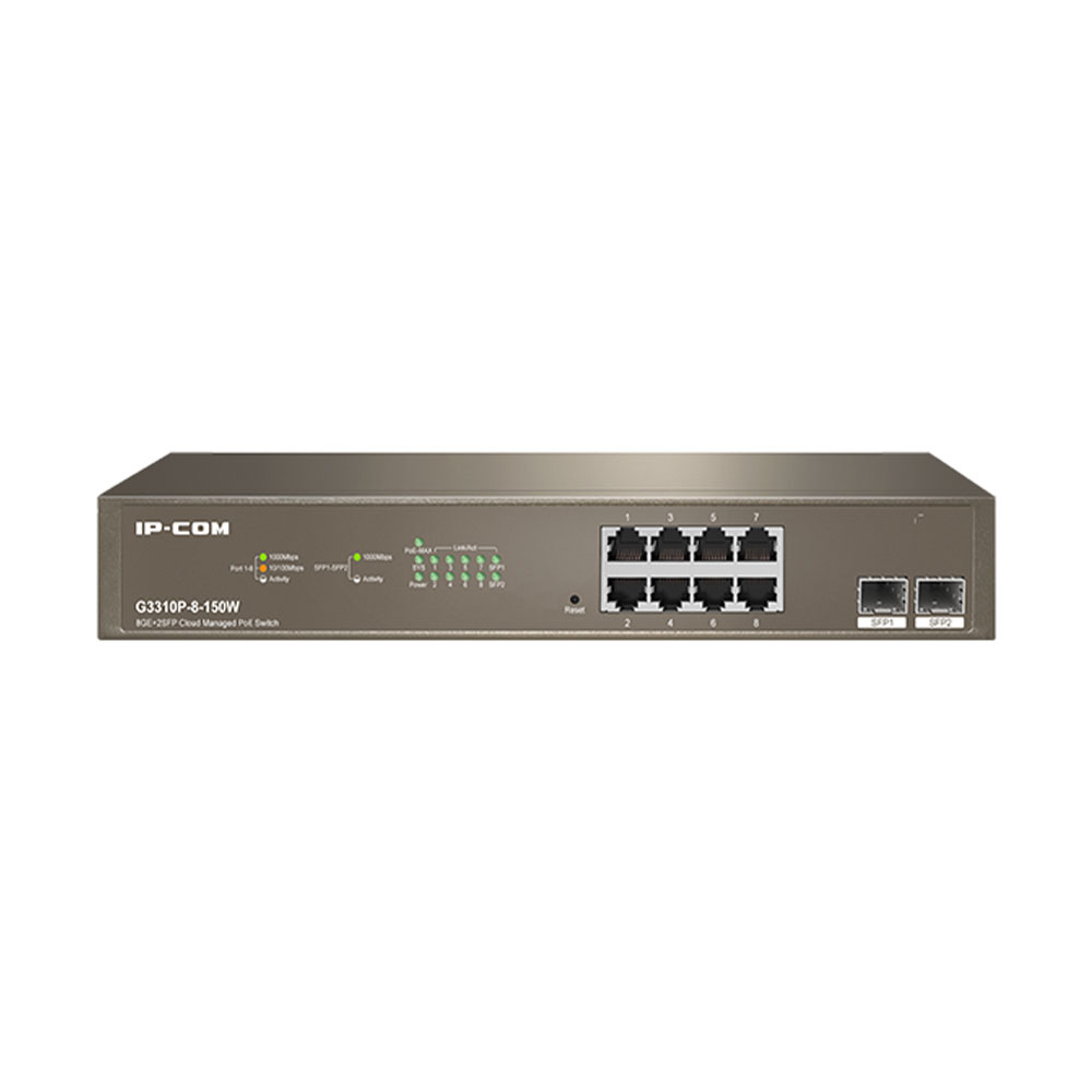 Switch cu 8 porturi IP-COM G3310P-8-150W, 20 Gbps, 14.9 Mpps, cu management IP-COM