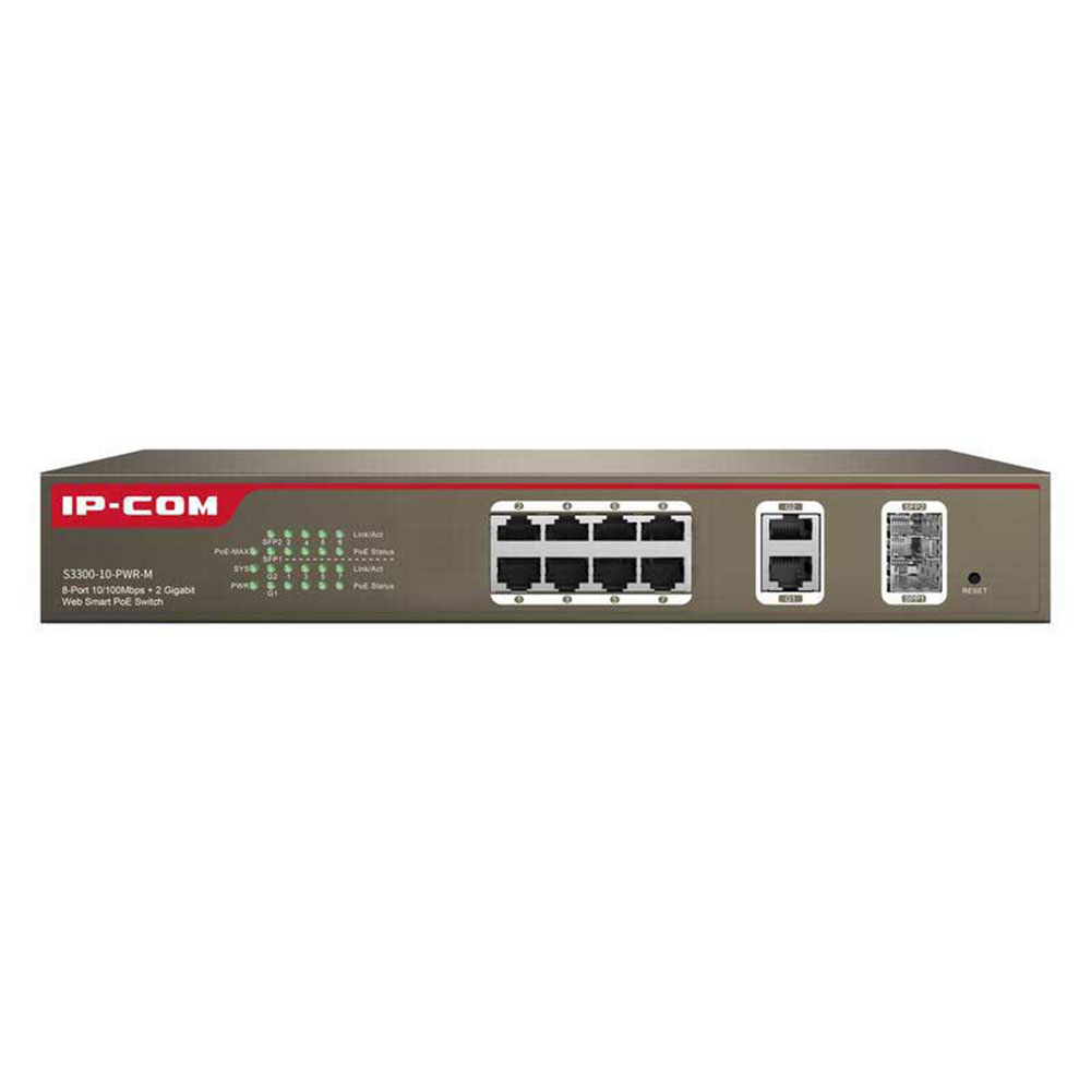 Switch cu 8 porturi IP-COM S3300-10-PWR-M, 5.6 Gbps, 2 SFP, fara management 5/6