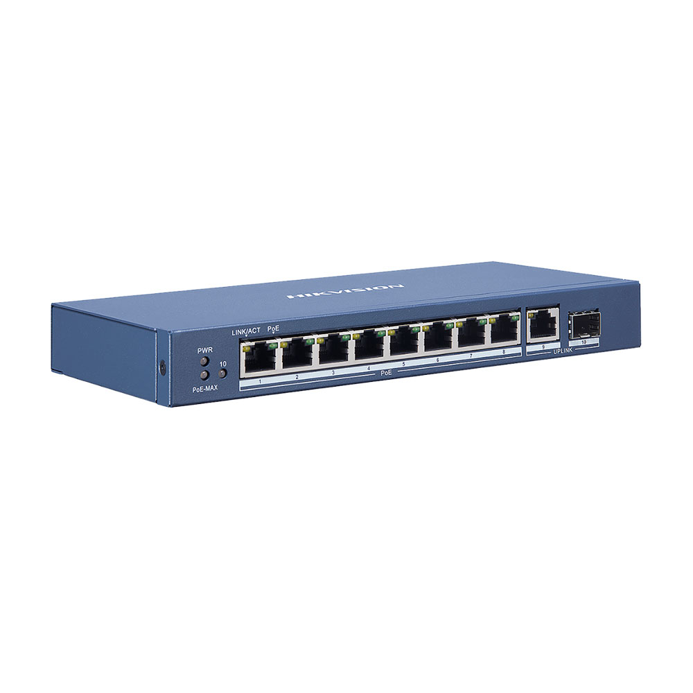 Switch cu 8 porturi PoE Hikvision DS-3E0510P-E, 4000 MAC, 14.88 Mbps, fara management imagine