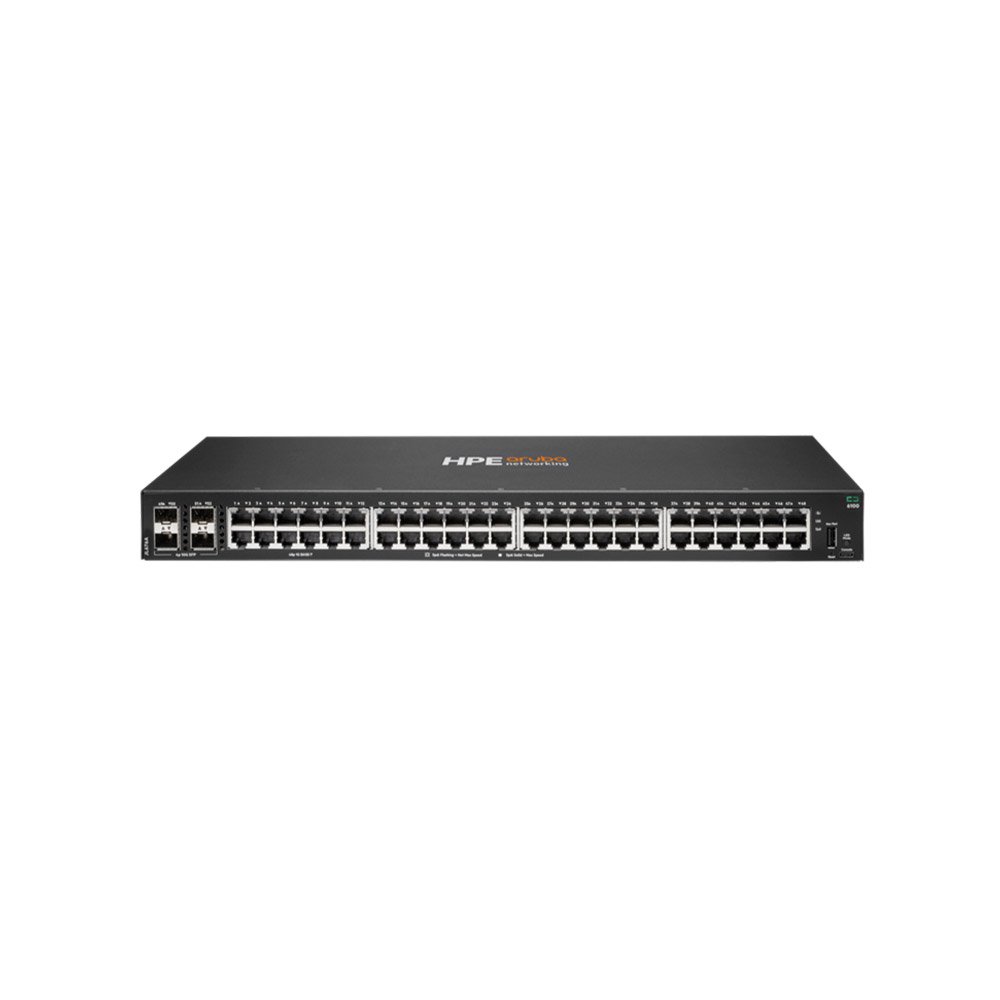 Switch rackabil cu 48 porturi HPE Aruba Networking CX 6100 JL676A, 4 porturi SFP, 176 Gbps, 98.6 Mpps. L2, 1U, cu management