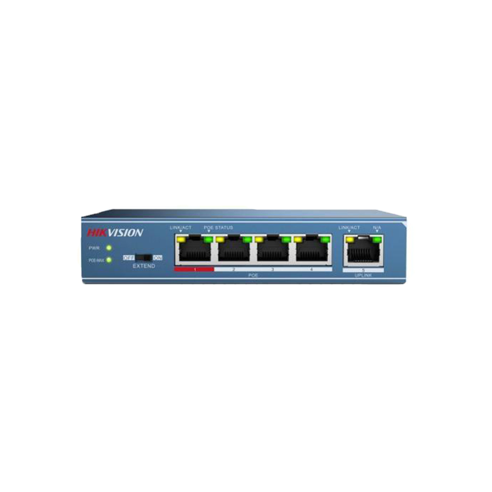 Switch 4 porturi HikVision DS-3E0105P-E(B), 1Gbps, 60W, PoE, fara management