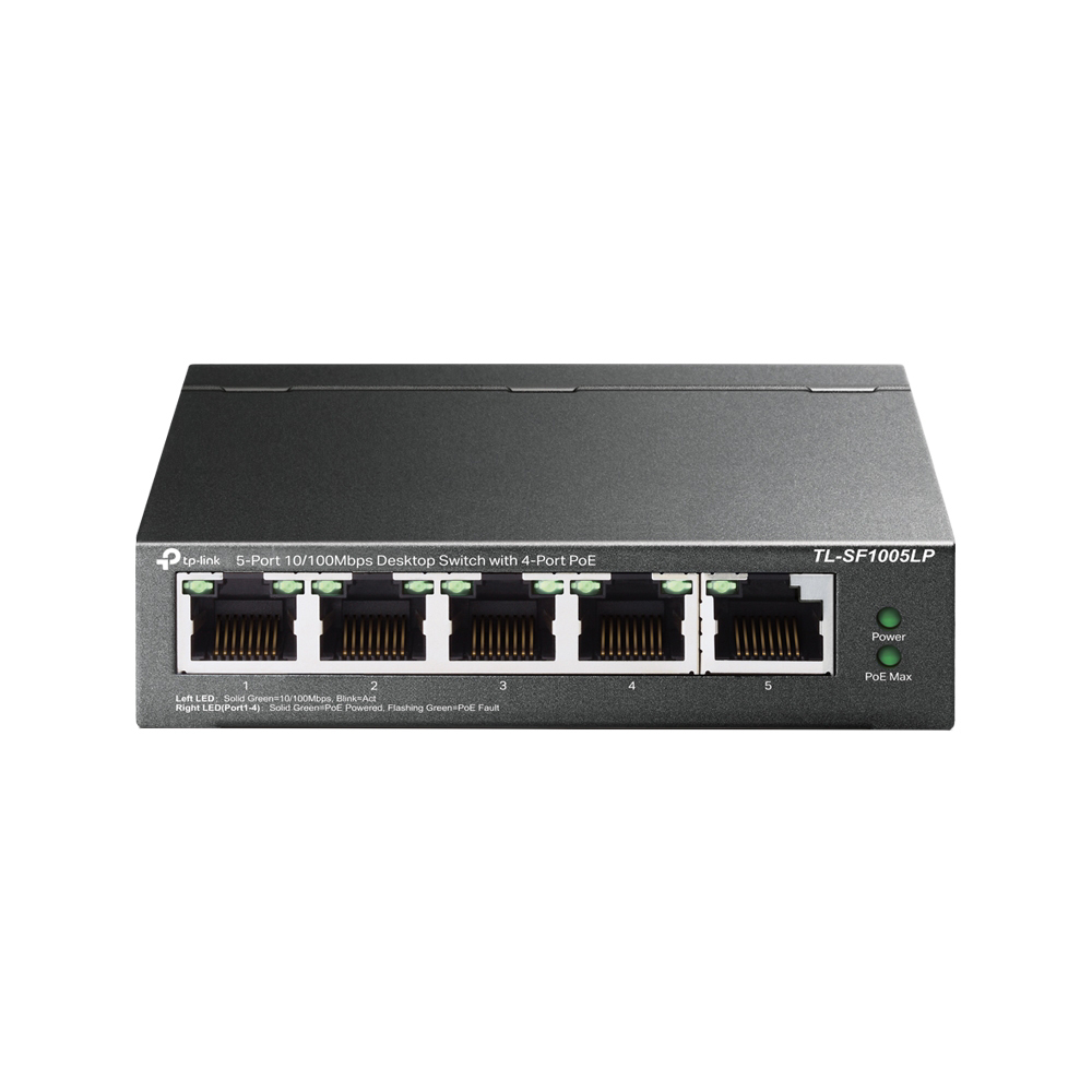 Swtich cu 5 porturi TP-Link TL-SF1005LP V2, 4 porturi PoE, 2K MAC, 1 Gbps, fara management fara