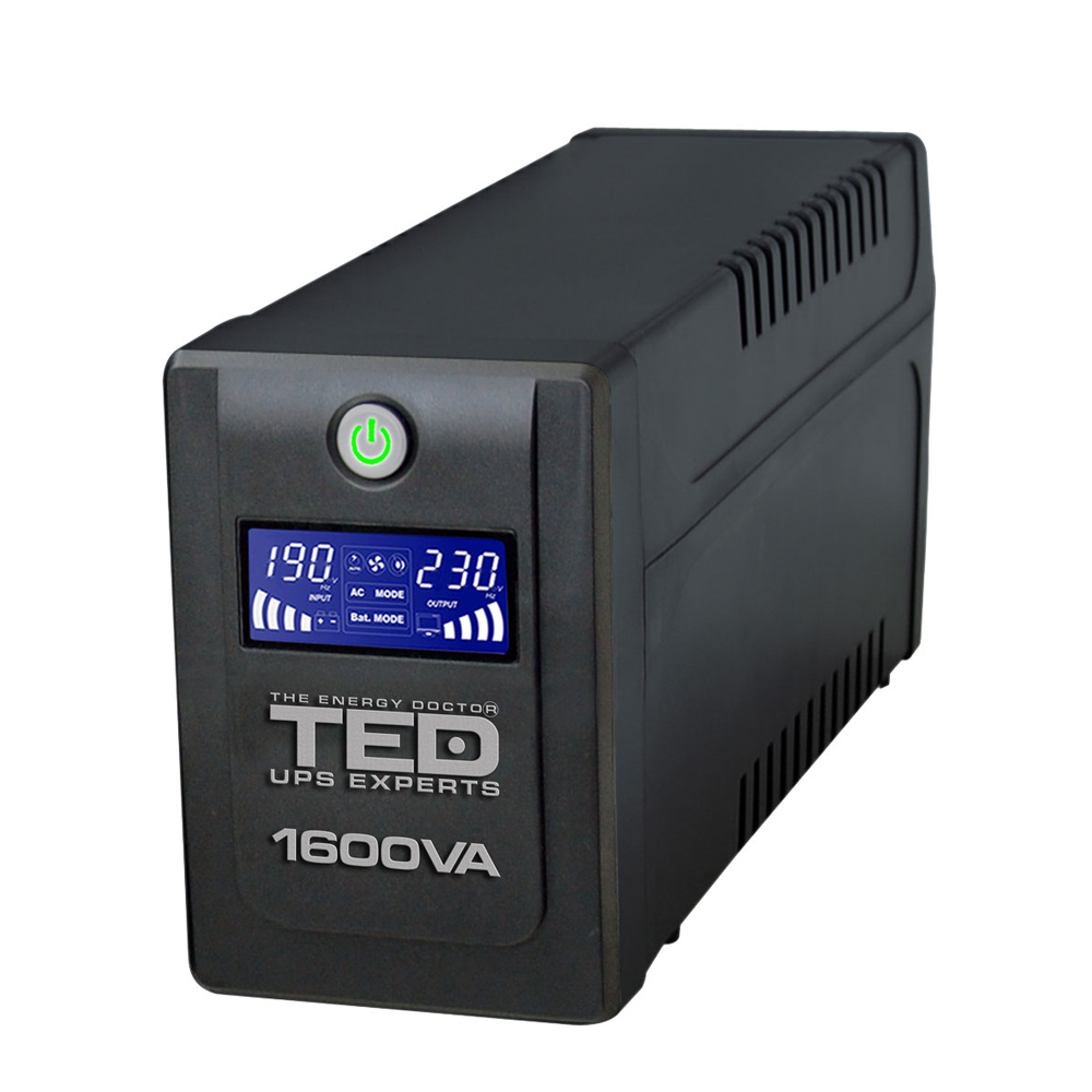 UPS cu 4 prize TED DZ088393, 1600 VA, 900 W, LCD imagine 2021 spy-shop.ro