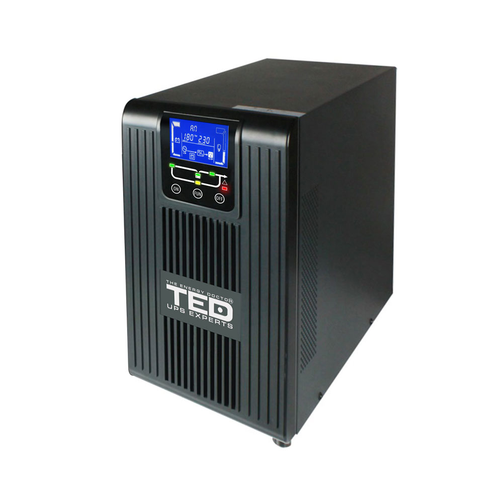 UPS cu stabilizator online TED DZ088394, 3050 VA, 3000 W, 2 prize, regleta, LCD 3000 imagine noua