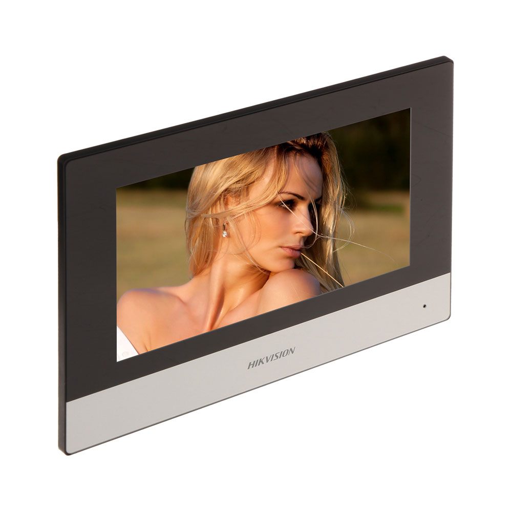 Videointerfon de interior IP Hikvision DS-KH6320-TE1, 7 inch, slot card, aparent, PoE la reducere aparent