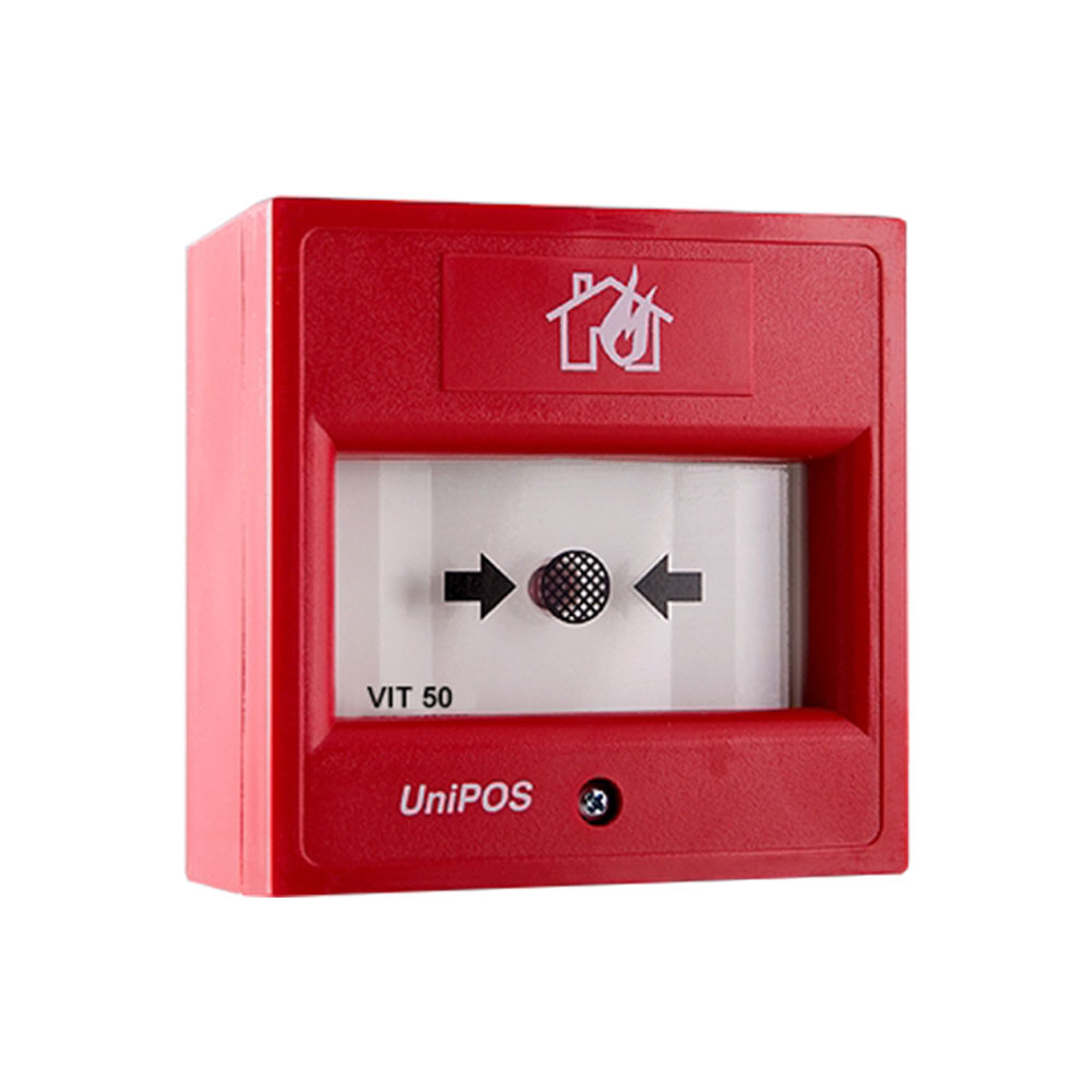 Buton de incendiu wireless UniPOS VIT50, element elastic, LED, aparent
