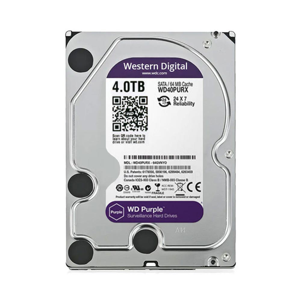 Hard Disk Western Digital Purple WD40PURX, 4TB, 64MB, 5400RPM 4TB imagine noua